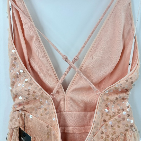 LuLu’s V Neck Sequin Maxi Dress Pink Size XS - Picture 7 of 8